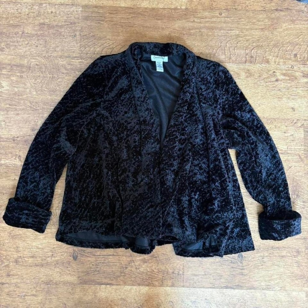 Vintage 90s vampire Whimsigoth Black Velvet Blazer Shrug Jacket XL